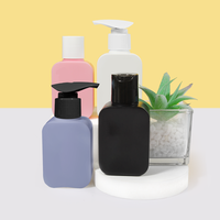 Flacon pompe carré en HDPE avec logo personnalisé, flacon cosmétique en plastique mat vide pour shampoing, gel douche, savon pour les mains, soin du visage