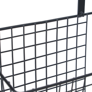 Metal <b>Wire</b> Storage <b>Basket</b> Black Rectangle Hook Type Cabinet Door <b>Hanging</b> Rack For Kitchen Balcony Dormitory Bedroom Use - Product Image 3