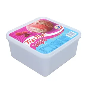 गर्म बिक्री 2L सैन्य विधि संस्थान वर्ग डिस्पोजेबल रंगारंग आइस क्रीम पैकेजिंग कप प्लास्टिक आइस क्रीम कंटेनर