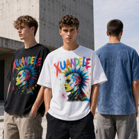 T-shirt Boxy Vintage Streetwear Délavé Personnalisé Unisexe Coupe Courte Carrée en Coton Imprimé Numérique Jet d'Encre Motif Punk