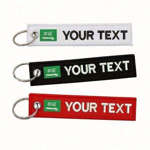 Porte-clés en tissu personnalisé avec logo, étiquette de bagage brodée, tirette de fermeture éclair pour motos – Vente en gros - Product Image 2