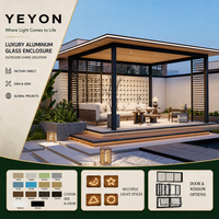 Yeyon OEM Moderne Pavillon de piscine à lamelles murales en bois, structure extérieure ouverte à ossature aluminium, véranda extérieure, maison en verre
