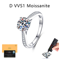 Bague de Fiançailles et de Promesse pour Femme en Moissanite, Couleur D, Taille Ronde Brillante, Argent Sterling S925, 1.2 Carats, Certificat GRA