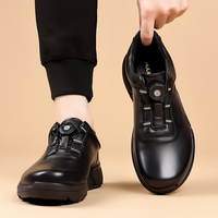 Nouvelles baskets en cuir de vachette première couche respirantes pour hommes, à lacets rapides, en cuir véritable noir, confortables pour le travail, tailles 38-44, de marque