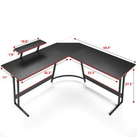 AJUNION Bureau de jeu moderne en forme de L avec lumières LED Grand bureau d'ordinateur avec rangement Bureau élégant pour la configuration des jeux