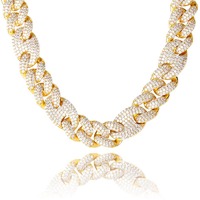 NK19070001 Collier Hip-Hop en laiton pour hommes Nouveau 20mm Nez de cochon Miami Lock Chaîne cubaine Full Zircon Bijoux à maillons plaqués or