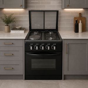 Cuisinière professionnelle 4 brûleurs avec <span class=keywords><strong>four</strong></span>, 4 plaques chauffantes, 3 gaz et 1 électrique, appareil de cuisine - Product Image 5