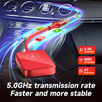 Adaptor Universal 2 in 1 Wireless CarPlay Android Auto Tanpa Kabel Kotak Adaptor Autoradio Kabel Merah Terjalin Layar Asli