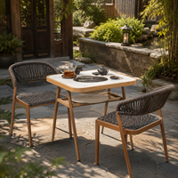 Juego de Muebles de Balcón y Patio FLD1020 de Grado Comercial, Sillas con Estructura de Aluminio, Mesa HPL Impermeable para Exteriores, Ideal para Hoteles