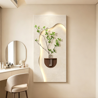 Seni Dinding 3D Modern dari Batu Pasir dengan Lampu LED dan Bahan PVC, Dilengkapi dengan Stop Kontak dan Vas Kaca, Cocok untuk Dekorasi Rumah