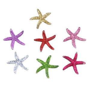 カスタムメイド40mmサイズカラーシミュレーションキラキラヒトデフラットバックレジンカボションヘッドバンドヘアクリップ用 - Product Image 1