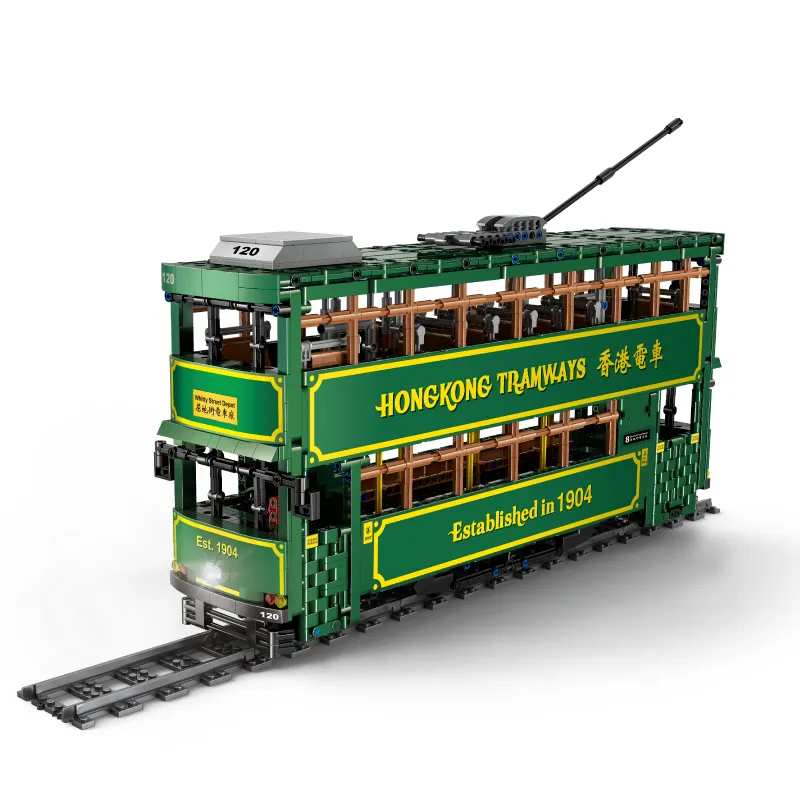 Mold King kb120 Stadtbus Hongkong Straßenbahnen Bausteine Spielzeug kleine Kinder modelle Kunststoff Bau spielzeug