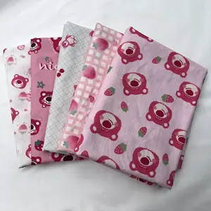 All-cotton digital printed fabric cute cartoon strawberry bear printed fabric mosquito repellent pants children's pajamas home c