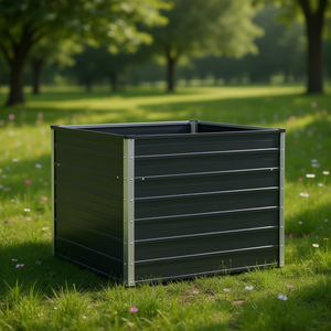 Bac à légumes surélevé en acier galvanisé anthracite 39,4 x 39,4 x 30,3 pouces, carré, moderne et durable pour jardin - Product Image 2