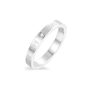 Romántica banda <span class=keywords><strong>de</strong></span> acero inoxidable con diamantes <span class=keywords><strong>de</strong></span> imitación y grabado <span class=keywords><strong>de</strong></span> Forever Love en tonos dorado, plateado y oro rosa - Product Image 5