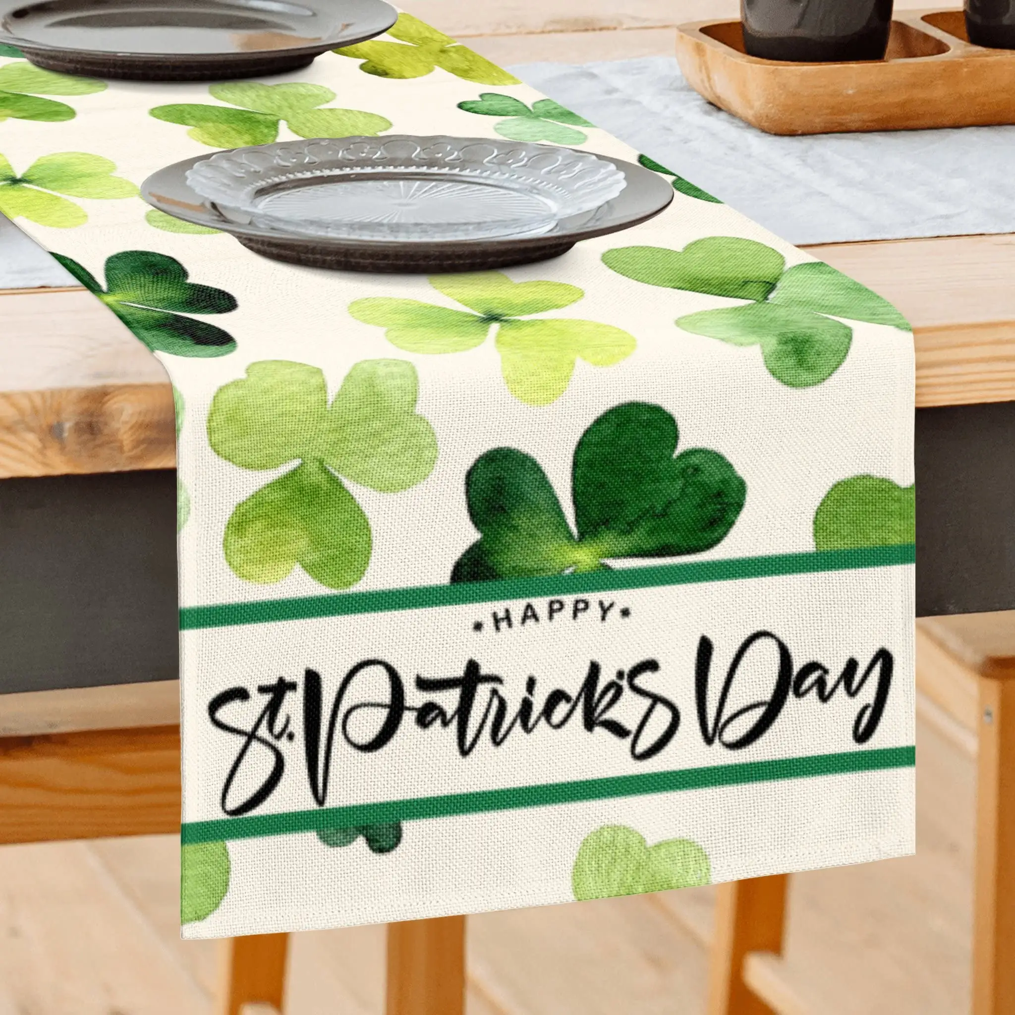 St. Patrick's Day Table Runner 13x72 Inches Long Happy Saint