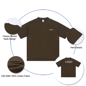 T-shirt en coton épais 240g de qualité supérieure pour <span class=keywords><strong>homme</strong></span>, coupe oversize à épaules tombantes, style <span class=keywords><strong>streetwear</strong></span>, couleur unie, coupe carrée, haut d'été - Product Image 2