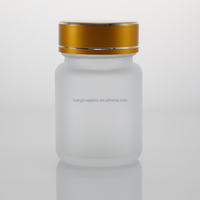 Flacon en verre givré rond de 30 ml (30 cc) pour capsules, pilules, vitamines, compléments alimentaires, produits à base de plantes avec bouchon