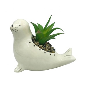 Blanco lindo Animal <span class=keywords><strong>de</strong></span> cerámica, maceta suculenta <span class=keywords><strong>olla</strong></span> con sello <span class=keywords><strong>de</strong></span> forma para <span class=keywords><strong>la</strong></span> decoración <span class=keywords><strong>de</strong></span> <span class=keywords><strong>la</strong></span> casa - Product Image 3