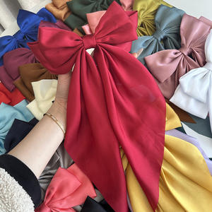 Accessori per capelli moda donna all'ingrosso LRTOU con fiocco a nastro lungo forcine a farfalla tinta unita con fiocco floccato fermagli per capelli - Product Image 3