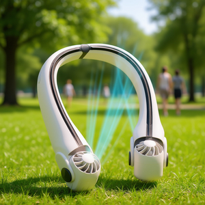 Ventilateur de cou portable, flux d'air à 360 degrés, 3 vitesses, refroidissement mains libres, ventilateur personnel portable, fonctionne sur batterie, conception sans lame - Product Image 2