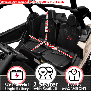 Voiture télécommandée 24V 2 places 4x4 Can-Am Maverick sous licence pour enfants, véhicule SXS UTV en EVA, jouet à batterie unisexe - Product Image 6