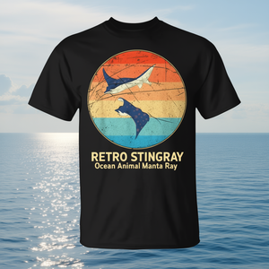 Camiseta Retro Stingray Ocean Animal Manta Ray, color negro, para adultos, unisex - Product Image 3