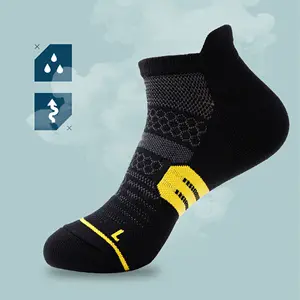 Chaussettes de compression pour hommes Chaussettes de course à pied en nylon Chaussettes de compression à séchage rapide Chaussettes anti-fatigue à talon haut