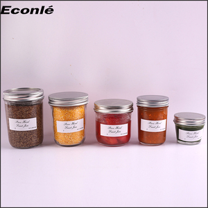 Bocaux en verre Mason de cuisine de haute qualité avec motifs d'<span class=keywords><strong>étiquettes</strong></span> personnalisables et couvercles à vis argentés, 100ml-650ml, pour milkshakes et confitures - Product Image 4