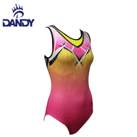 Justaucorps de gymnastique coloré personnalisé Dandy prix de gros justaucorps pour filles avec strass