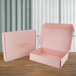 Pink craft corrugated carton mailer box package personal customized cardboard boxes for underwear clothing packaging shipping