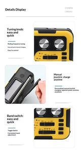 Lampe de poche de survie d'urgence, radio à manivelle auto-alimentée, 4000 mAh, alimentation mobile, alarme SOS, dynamo portable - Product Image 3