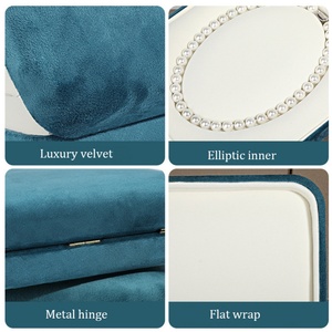 Handmade <b>Blue</b> Velvet PU Jewelry <b>Box</b> Modern Square Rectangular Packaging for Bracelets and Necklaces - Product Image 5