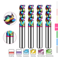 Fraise à queue AZZKOR 3F avec revêtement coloré DCL en carbure de tungstène pour usinage de l'aluminium sur CNC, TGP-HRC60