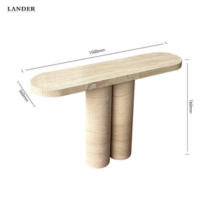 Lander Store <span class=keywords><strong>Table</strong></span> <span class=keywords><strong>console</strong></span> ovale en marbre travertin pour la maison et l'hôtel Meubles de salon <span class=keywords><strong>Table</strong></span> <span class=keywords><strong>console</strong></span> en marbre - Product Image 6