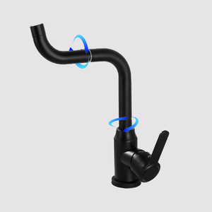 Grifo de Cocina Monomando Moderno de Acero Inoxidable 304 con Acabado Negro, Rotación de 360 Grados, Montaje en Encimera, Válvula de Cerámica - Product Image 1