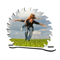 Fête des pères nouveauté cadeaux bricolage Logo personnalisé lames de scie Plaque de bureau Sublimation blanc scie roue clé cadre Photo