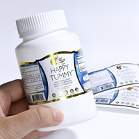 Étiquettes personnalisées découpées à la forme pour flacons de compléments alimentaires, autocollants adhésifs imperméables avec estampage à chaud doré pour l'emballage de vitamines et de produits de santé