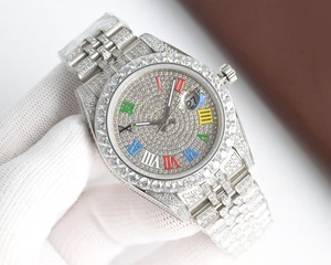 Reloj de lujo de morganita de alta calidad y a la moda, de acero inoxidable con diamantes, luminoso, mecánico y resistente al agua. - Product Image 1