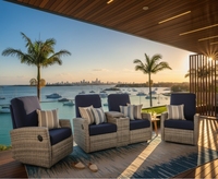 Chaises de jardin inclinables en osier, design moderne européen et américain, imperméables, portables, pour hôtel, piscine, extérieur, avec repose-pieds