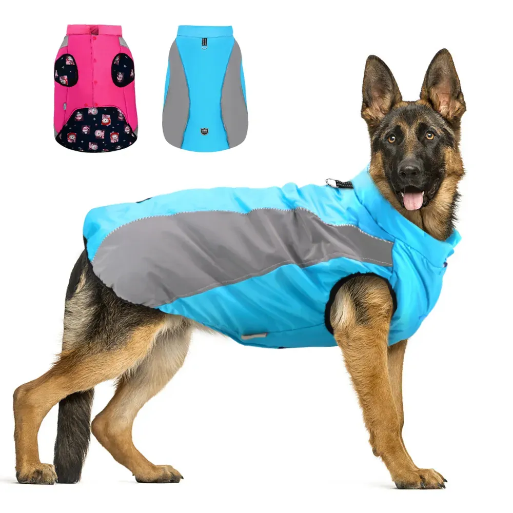 Ropa de invierno para perros grandes, impermeable, cálido, abrigo para perros grandes, chaqueta para perros medianos y grandes, ropa reflectante para Bulldog Golden Retriever