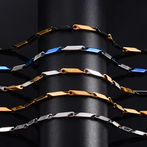 Collier ras du cou en acier inoxydable de 2,5 mm/3 mm de large, maillons en forme de barre, style bambou, pour femmes et hommes, accessoires de bijoux en métal tendance rock - Product Image 3