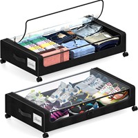 NFS Wholesale Factory Square Bed Bottom Storage Rack Under Bed Clothing Shoes Sheets Book Storage Box with Wheels Move the Cart