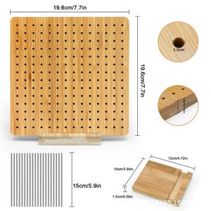 Nuevo tablero cuadrado transfronterizo de bambú y madera para tejer con hilo, herramienta DIY para dar forma con aguja de ganchillo y aguja de moldear, con orificio para hilo y ganchillo - Product Image 1