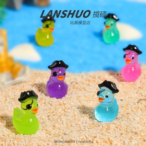 Lanshuo Pirate Glowing <b>Duck</b> Ornament Resin Cartoon Animal Garden Decor <b>Lighted</b> DIY Accessory - Product Image 4