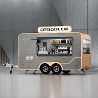 Camion de restauration rapide mobile Orange RV tendance avec équipement de cuisine complet, appareils électriques, conduite de gaz sur roues, à vendre