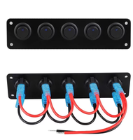 Panneau de 5 interrupteurs à bascule 12V 20A 24V 10A pré-câblé bleu 3 broches SPST pour barre lumineuse LED, éclairage de roche, voiture, camping-car, bateau