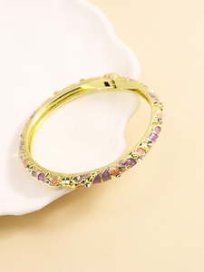 Factory Wholesale Fashionable Ancient Blue White Women's Enamel Bangle Zinc Alloy Flower Design Christian Style Diamond Accents - Product Image 5