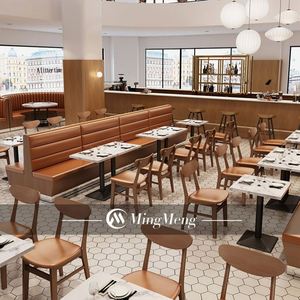 Meubles de restauration rapide Banc de canapé en bois de restaurant personnalisé Style design industriel pour salle à manger et hôtel - Product Image 2