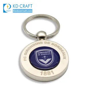 Goedkope Groothandel Custom Metalen Zinklegering Afdrukken Epoxy Sport Voetbal Club Sleutelhanger Te Koop